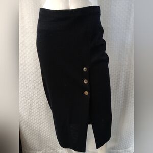 Rare Donna Karan Vintage Black Pencil Skirt with Buttons